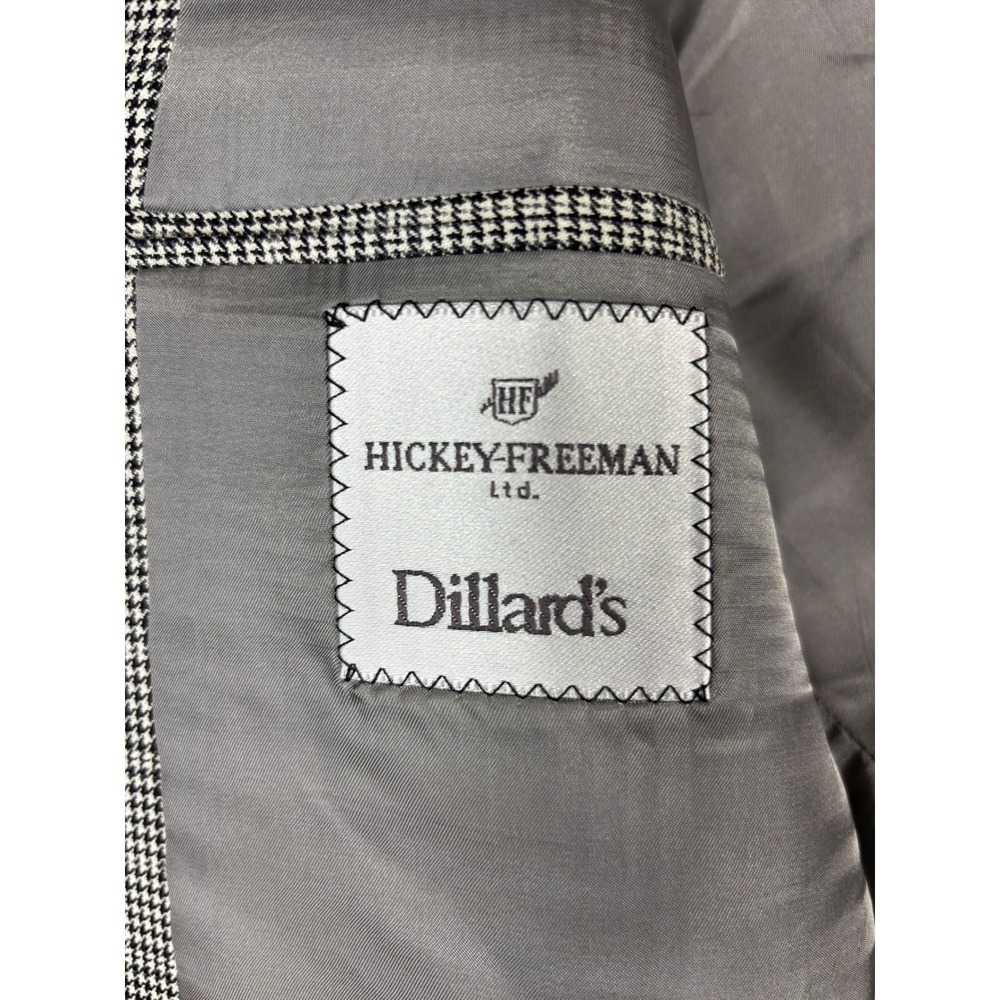 Hickey Freeman Blazer Mens 42L Worsted Wool Houndstooth Jacket Sport Coat - Picture 5 of 8